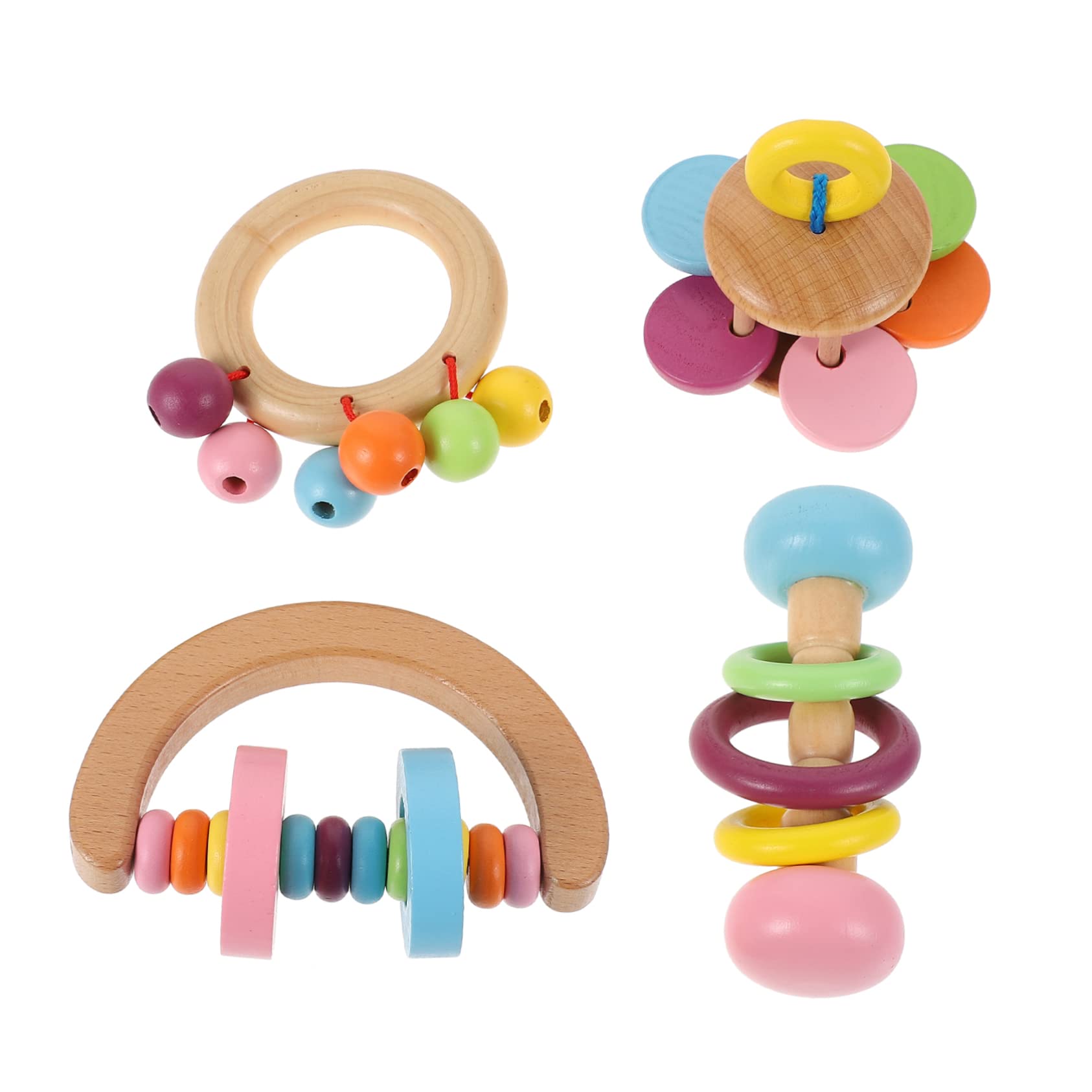 Hohopeti 4 Pcs Safe Biting Parrot Chewing Toys Made of Wood, Creative Bird Playing Toys for Parrots and Birds, Sturdy and Safe to Chew, for Home Decoration