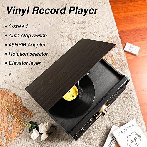 ROCKOLLA – Platine Vinyle Vintage Bluetooth avec Haut-Parleurs Intégrés, Tourne-Disque – Lecture de Disque Vinyle, Radio FM, Cassette, CD et MP3 USB (Vanguard Noir) - Les Beatles, Paul McCartney, John Lennon, RIngo Starr, George Harrison ROCKOLLA - Platine Vinyle Vintage Bluetooth avec Haut-Parleurs Intégrés, Tourne-Disque - Lecture de Disque Vinyle, Radio FM, Cassette, CD et MP3 USB (Vanguard Noir) – Image 6