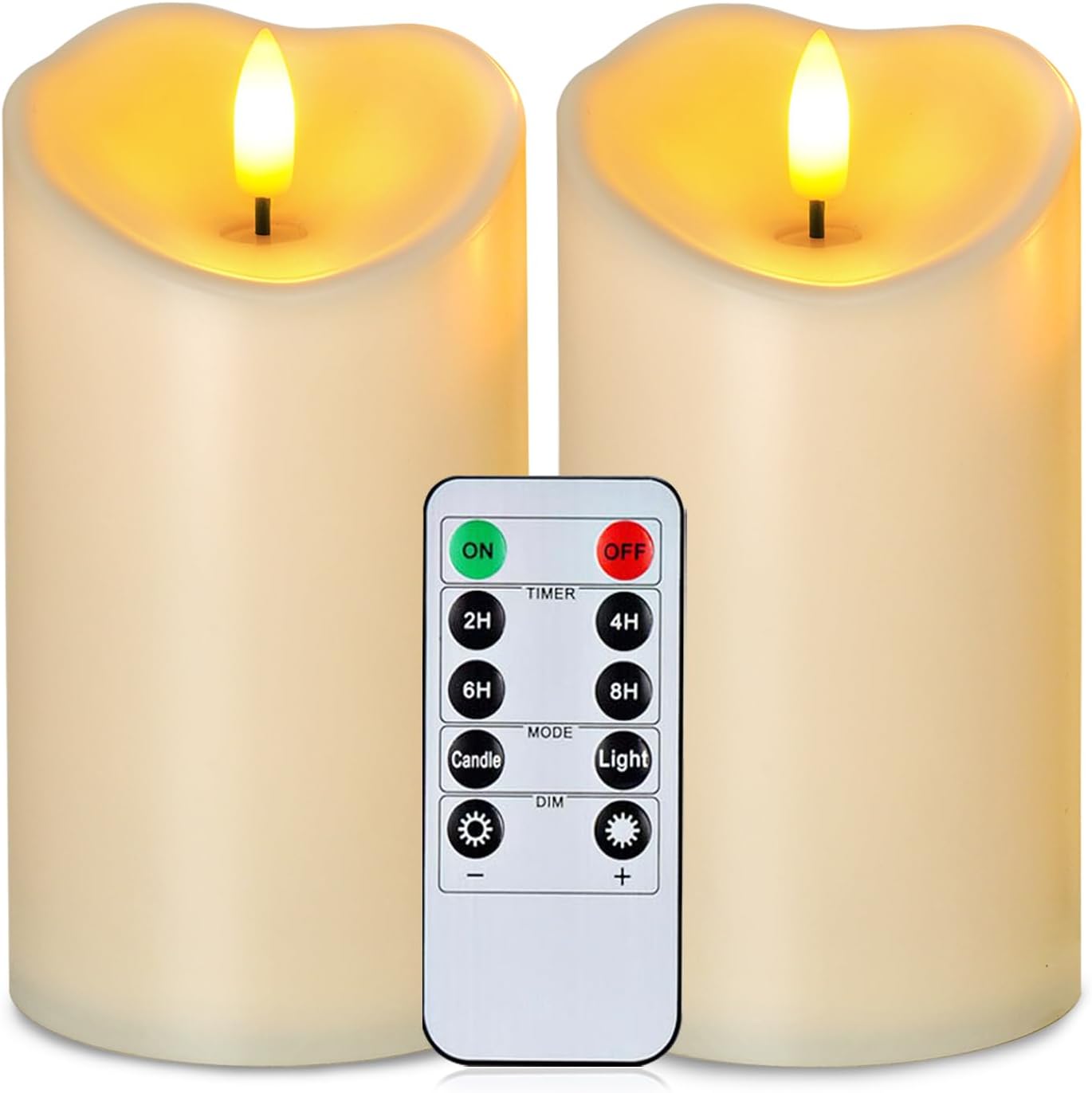 3" x 6" Outdoor Waterproof Flameless Candles, LED Candles, Battery Operated Candles with Remote and Timers, Electric Fake Pillar Candles for Home Decor, Dark Ivory, Set of 2