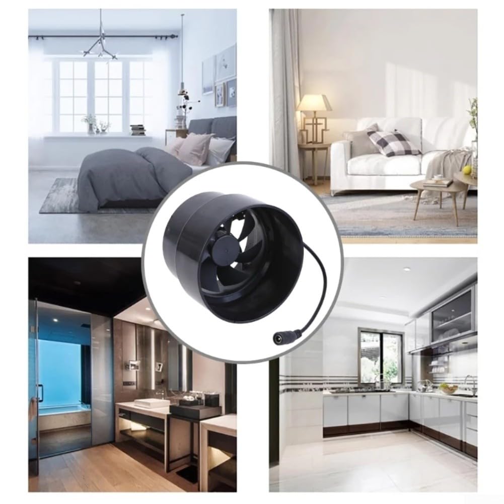 HpLive Leistungsstarker 12V Kanalventilator 100-110mm Lüfter mit 110m³/h Luftstrom für Innen und Außen(Air Outlet)
