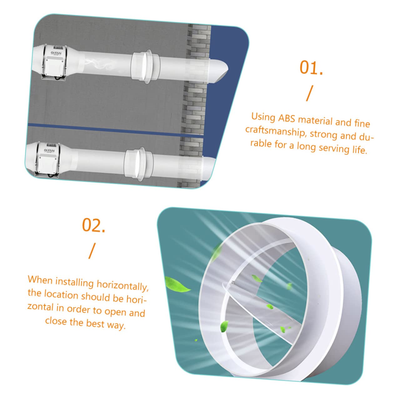 SHINEOFI 4 Stück Duct Connector für Luftventilation Rückschlagventil für Abluftschläuche Einfache Installation Material Langlebig Kompatibel mit Heizungs und Kühlanlagen