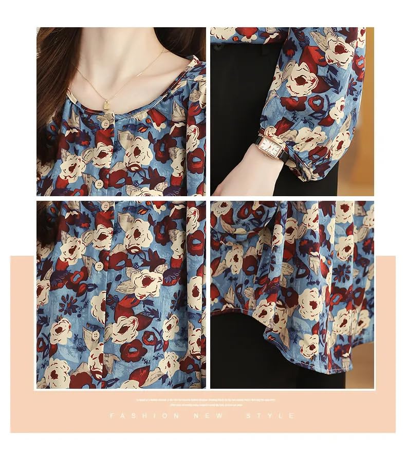 Image of TOPLOT Women's Shirt Top | Elegant Floral and Artistic Prints for a Stylish Look | Long Puffed Sleeves for a Trendy Touch | Stylish Available in Pack of 2 (5233)