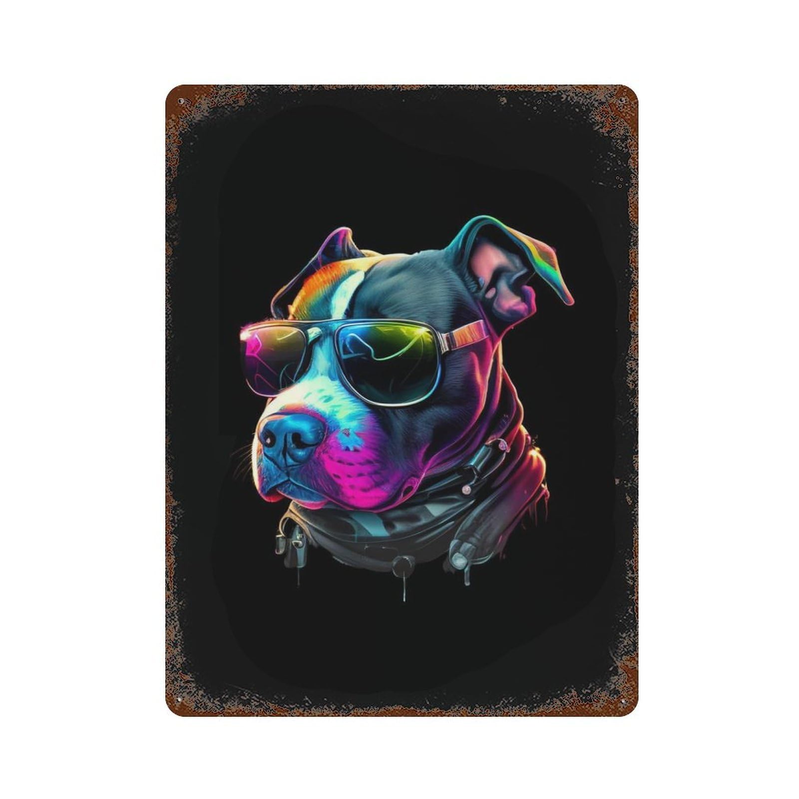 Garage Style American Staffordshire Rust Effect Tin Sign 15.7"x11.8", Industrial Home Decor for Bar And Workshop
