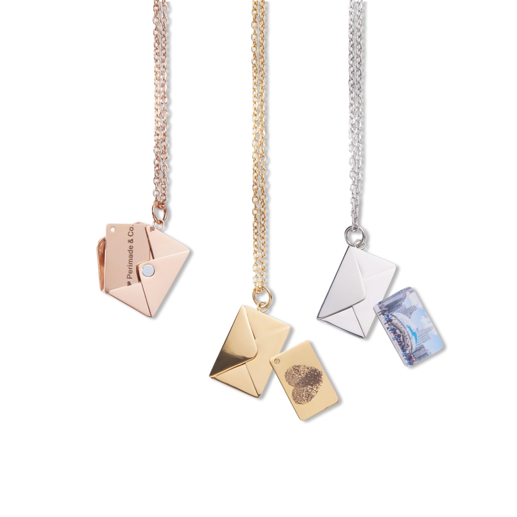 PERIMADE Collana con medaglione portafoto personalizzato che contiene immagine, collana con ciondolo con testo inciso personalizzato, in acciaio inossidabile/argento Sterling, regalo commemorativo per