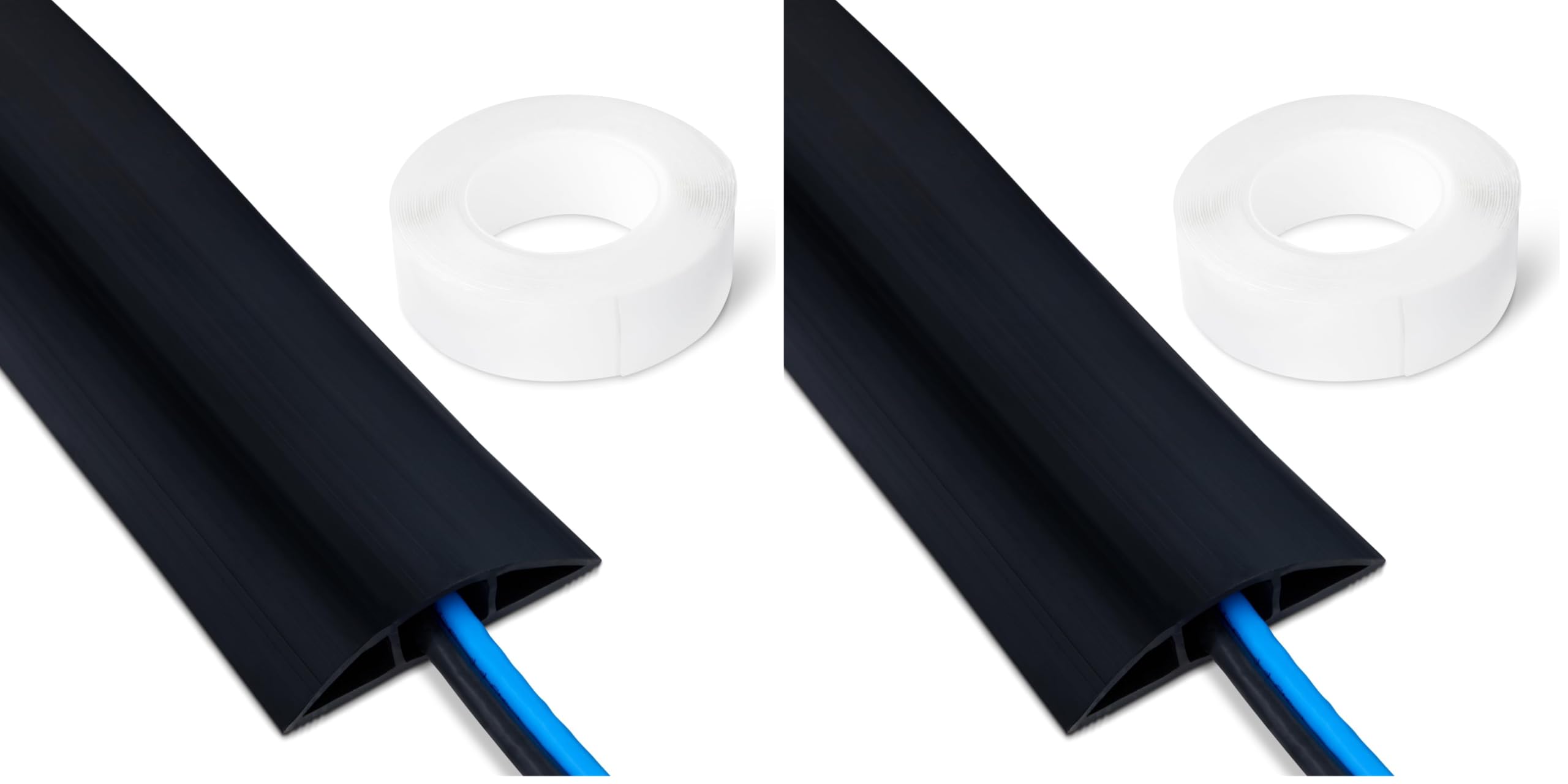 Amazon Basics Floor Cord Cover, 6ft Length, 2.6" Diameter, Cable Protector, Black (Pack of 2)