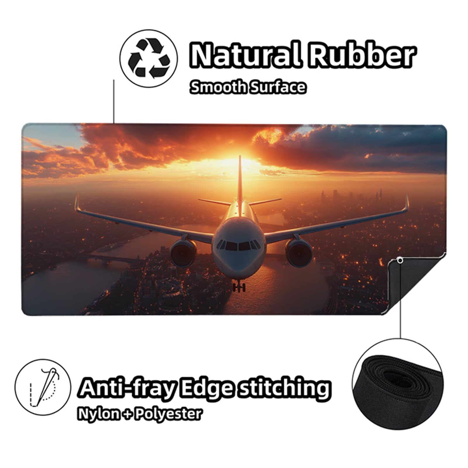 Tappetino Mouse Gaming Nero Tappetino Mouse XXL 1600x800x3mm, Mousepad Aereo Sottomano Scrivania Grande con Bordi Cuciti per Pad PC Accessori Gaming, Ufficio Accessori Scrivania, Regali per Lui R-5099