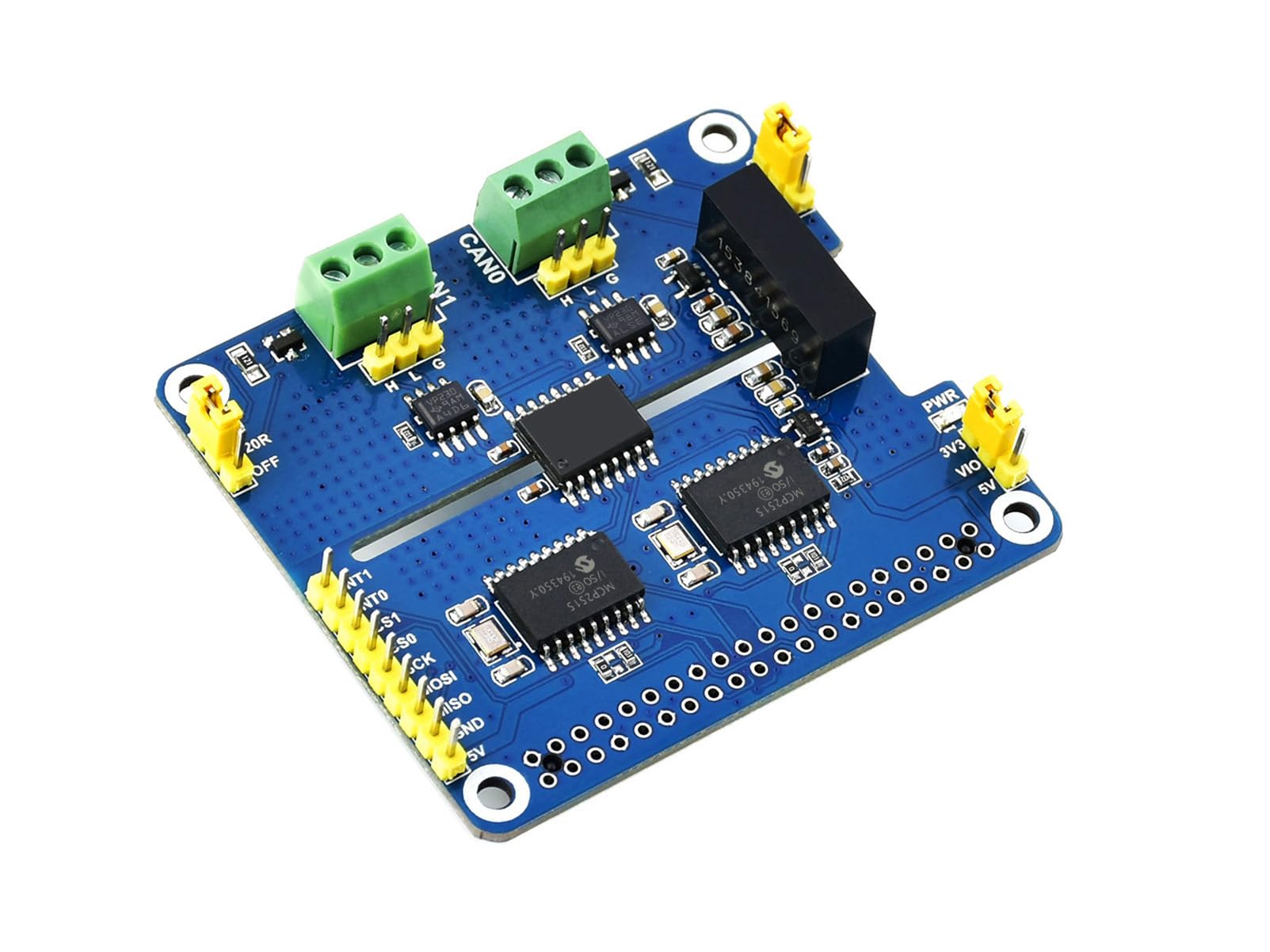 Carte d'extension 2 canaux CAN HAT isolée CAN Bus pour Raspberry Pi/STM32/Arduino avec MCP2515 + SN65HVD230 Dual Chip Solution
