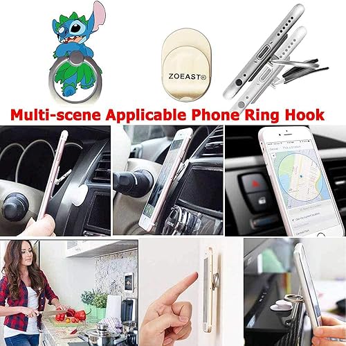 Miniatura 5 de ZOEAST(TM) - Paquete de 3 anillos de teléfono de Hula Island, soporte universal ajustable de 360, soporte de gancho de escritorio para automóvil,