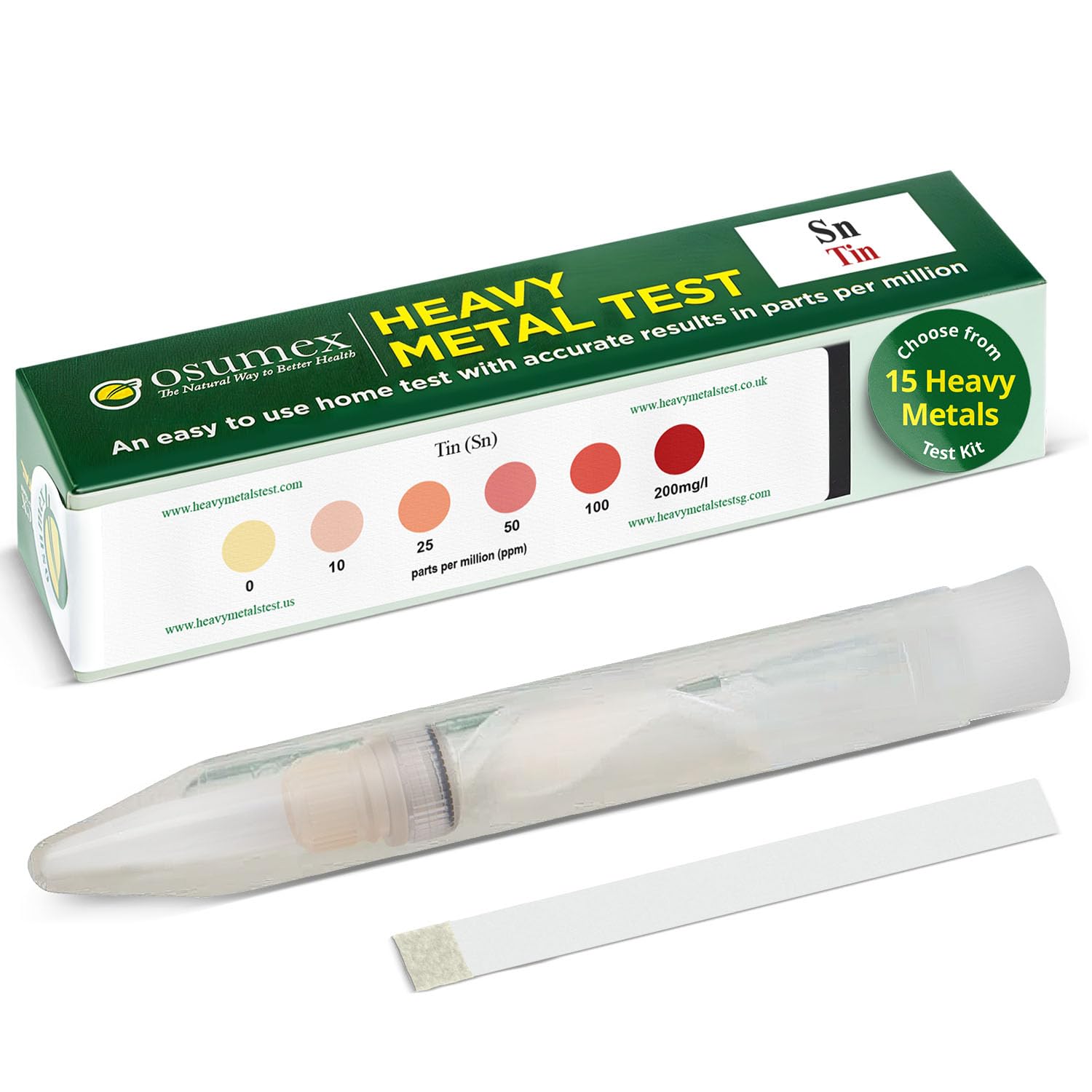 Kit de prueba de metales pesados Osumex, kit de hojalata, 1 paquete, kit de prueba de metales pesados para el hogar para humanos, kit de prueba de metales pesados en orina, kits de prueba de agua de pozo, kit de prueba de calidad del agua, kits de prueba de agua para el hogar