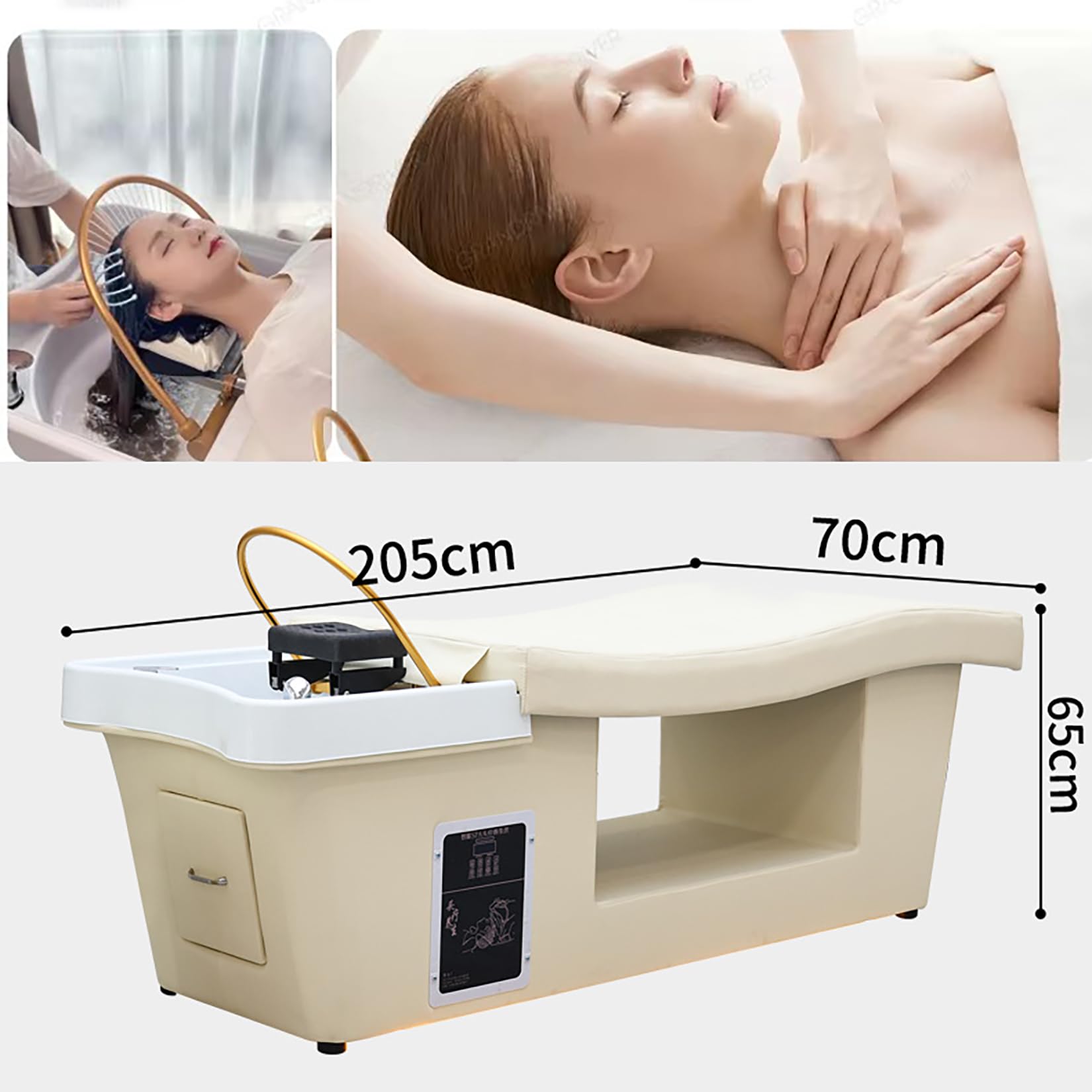 Lit de shampoing avec Machine à Vapeur pour Salons de beauté et spas