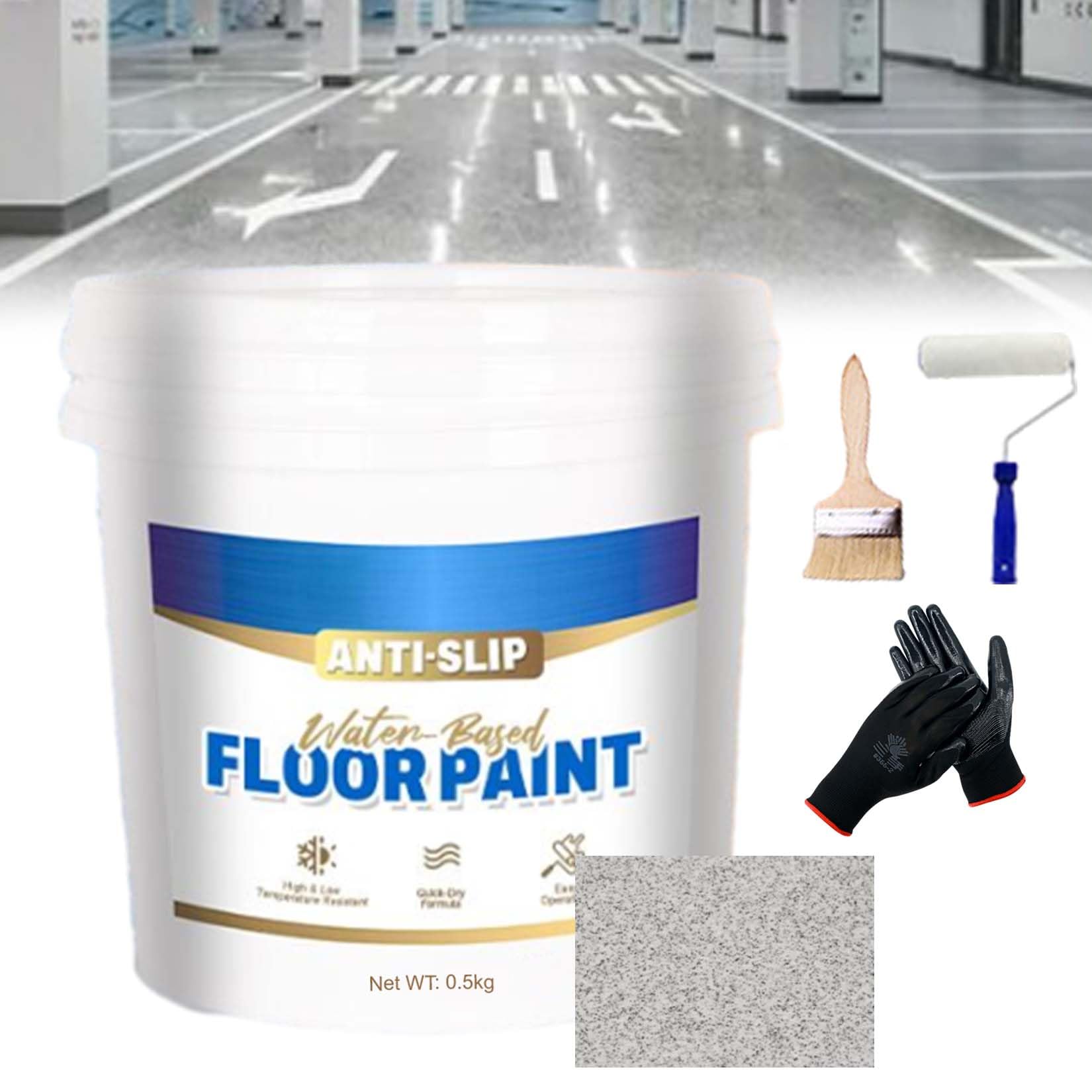 Wear-Resistant Anti-Slip Self-Leveling Epoxy Floor Paint, High-Gloss Marble Effect Epoxy Floor Coating, Epoxy Floor Paint for Concrete, Anti-Slip Quick-Dry Water-Based Garage Floor Paint (White)
