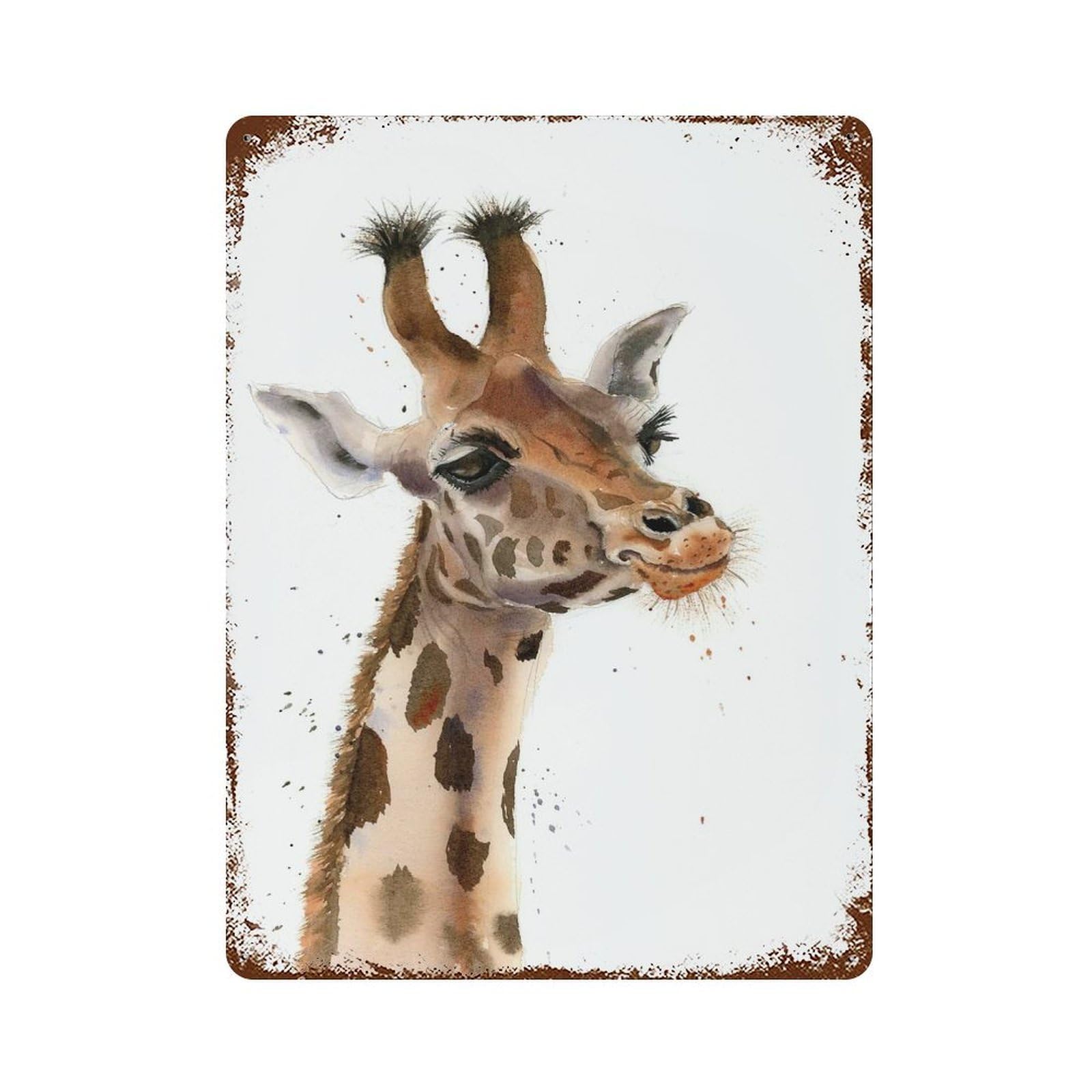 Giraffe 15.7"x11.8" Rust Effect Tin Sign, Industrial Home Decor for Living Room, Hallway And Home Decor
