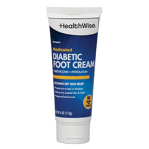 HealthWise Crema medicada para pies diabéticos  Dimeticona + Petrolatum  Protege y sella  Alivia las cicatrices secas  Sin parabenos  Sin olor  4.0
