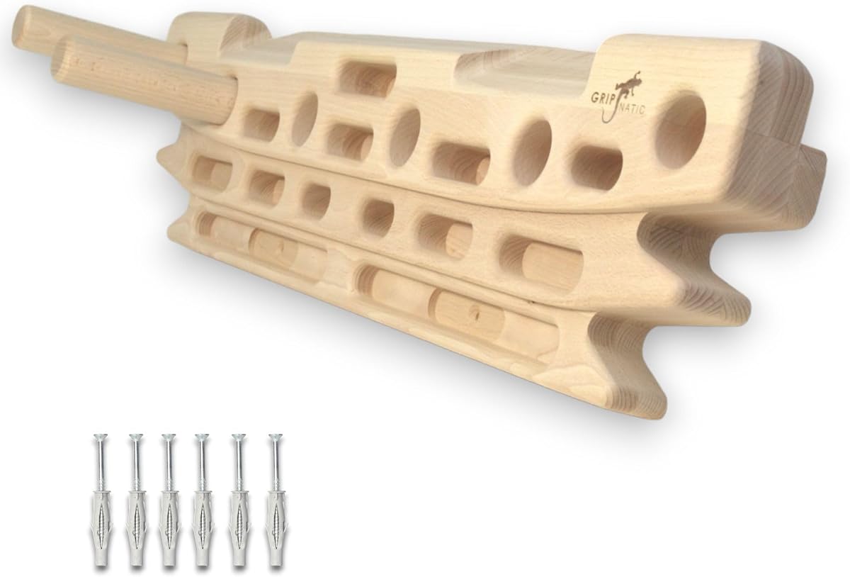 FingerPeg 1.0 Hangboard – Fingerboard Training Board for Climbing with Pull-Up Bars – Sleek Wooden Climbing Board with Ergonomic Design – Supports up to 265 lbs