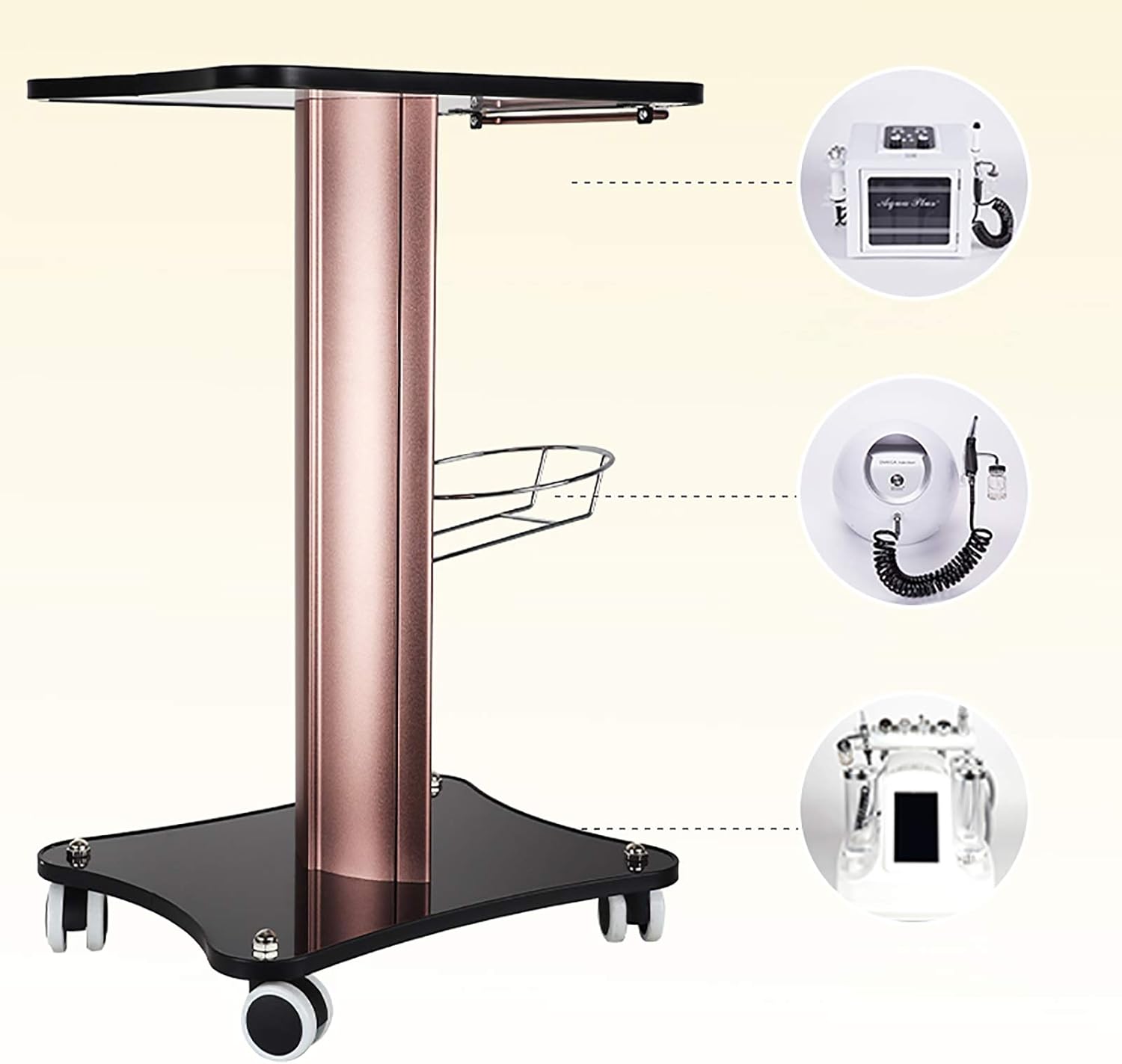 Beauty Cart,Aluminum Alloy Salon Trolley Storage Rolling Cart Mobile Salon Beauty Equipment Spa Cart with Stainless Steel Mesh Disk and 360°Rotation Wheel,Max Load 132lbs,Black : Beauty & Personal Care