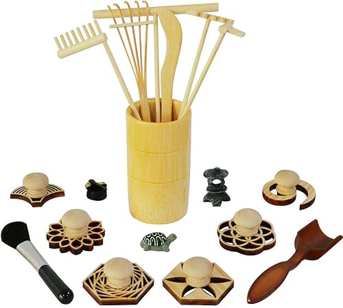 Zen Garden - Herramientas de sello de rastrillo  Accesorios de jardín de arena de roca de meditación  Mini regalos zen de escritorio de oficina para