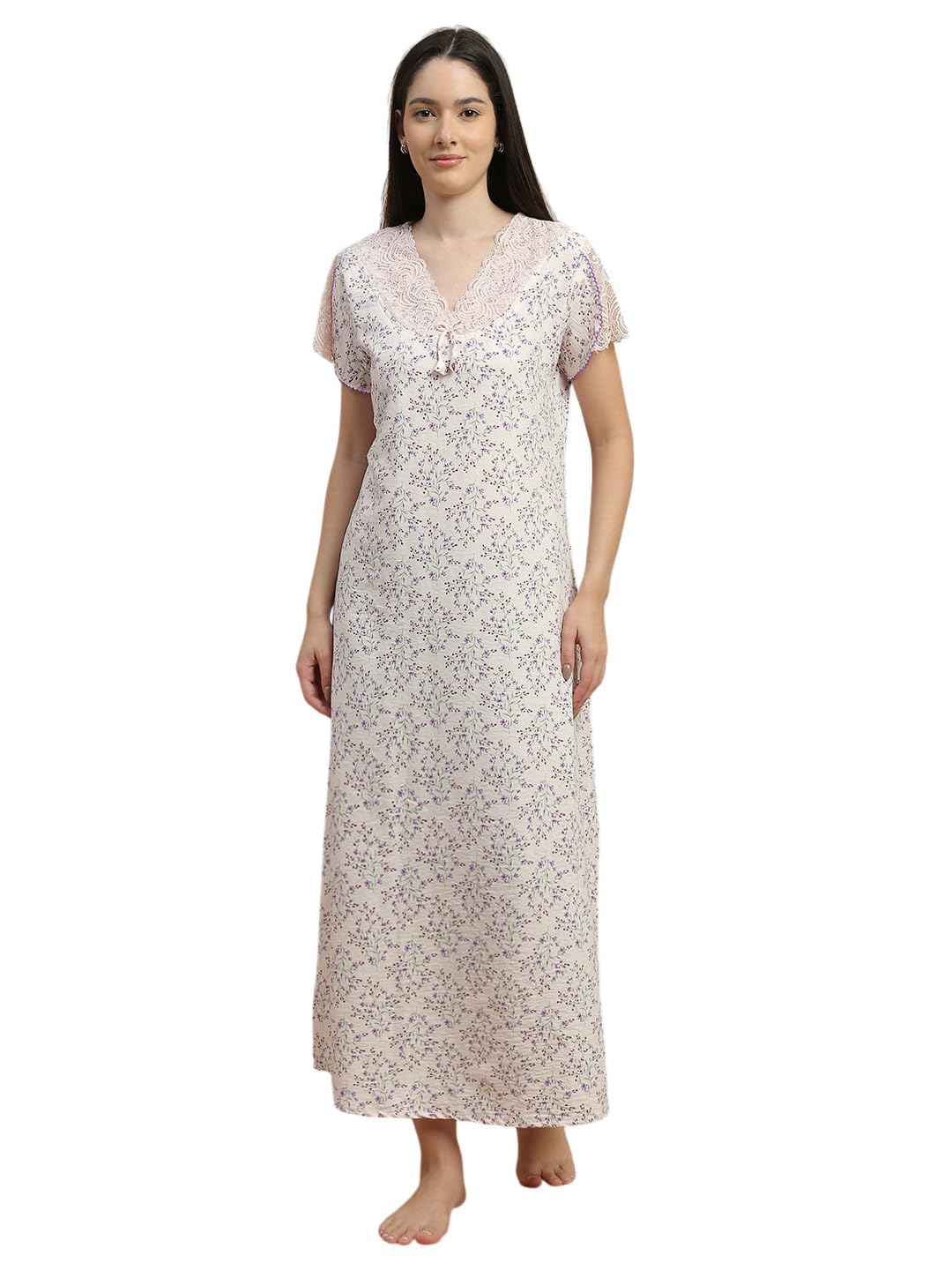 9shines label Women's Premium Bamboo Cotton Nighty for Women Stylish | Floral Print Maxi Night wear for Women | Full Length Night Gown | Pocket Nighty for Women (Bamboo Cotton-651)-picture-28