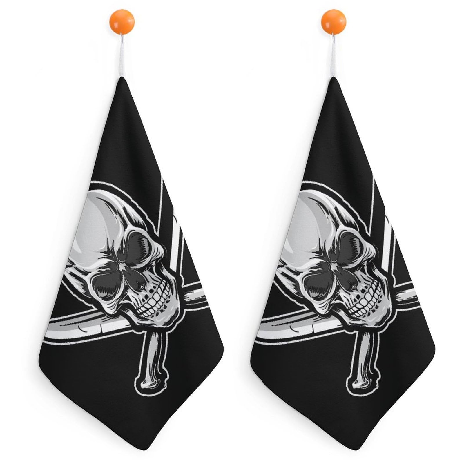 TXFBTRFSA Pirates-Flag Skull Swords Hand Towels with Hanging Loop Kitchen Towel Handkerchiefs Cleaning Cloths