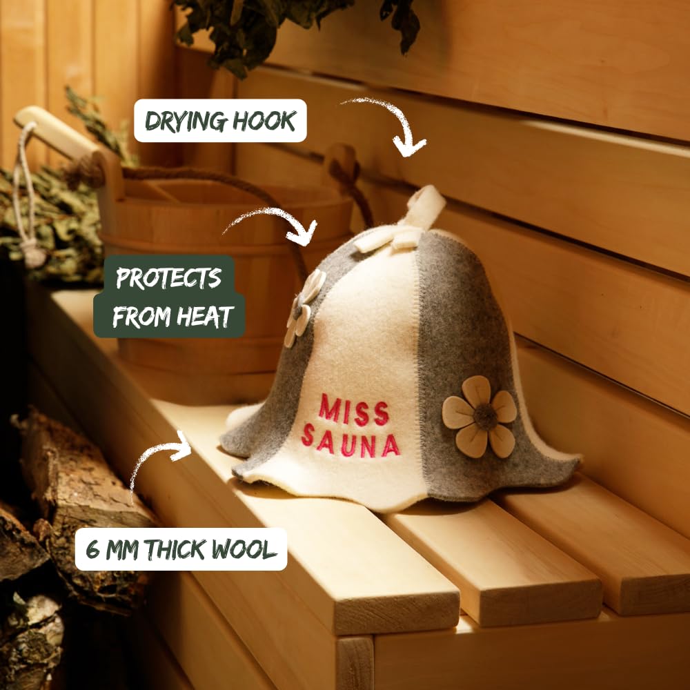 Amazon.com: Natural Textile Sauna Hat 'Miss Sauna Flowers' White