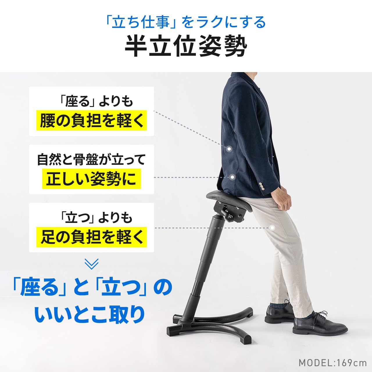 Amazon.co.jp: サンワダイレクト スタンディングチェア 椅子 高さ62