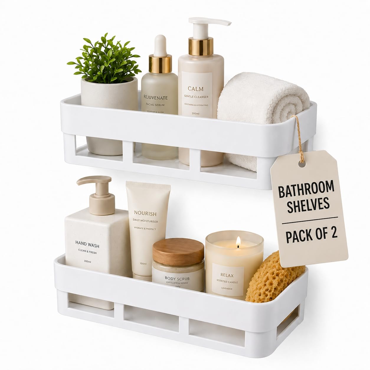 KASIVA Bathroom Organiser Without Drill Bathroom Shelves & Accessories Bathroom Organiser Self Adhesive Bathroom Shelf Bathroom Racks and Shelves Bathroom Organiser Stand(Pack of 2)-picture-52