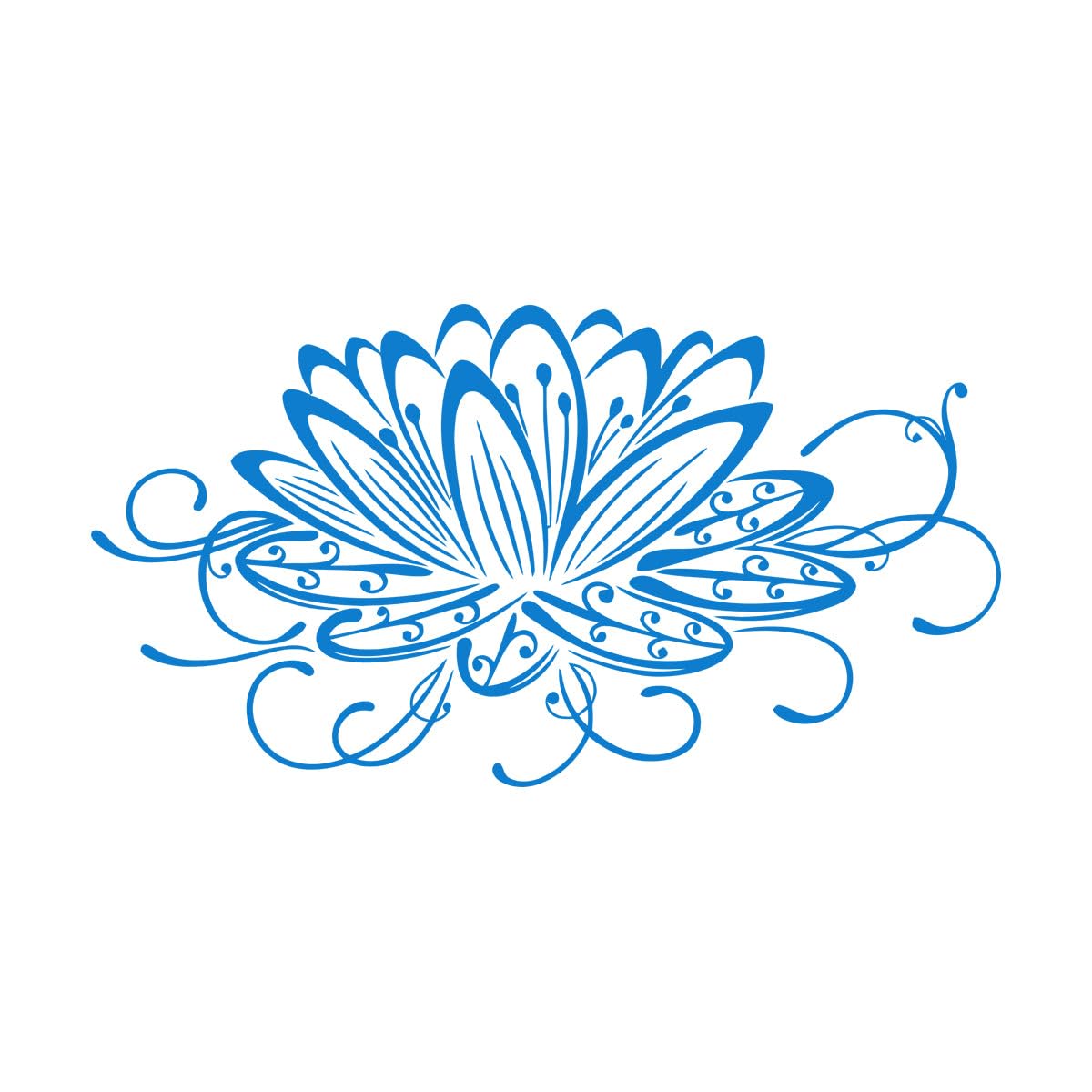 Lettering Decals Lotus Flower Water Lily Floral 32x58.9cm Removable Without Leaving Glue Small Blue