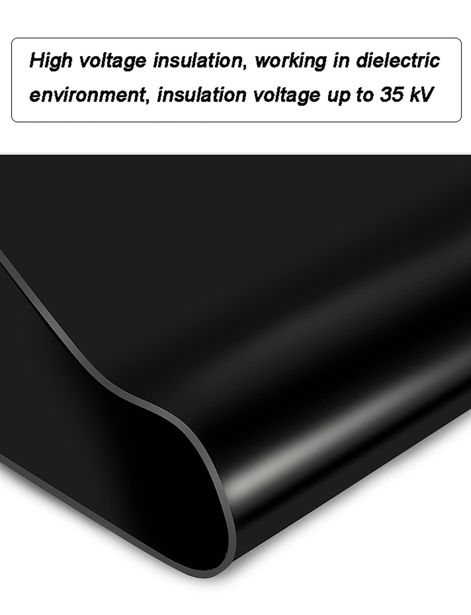 Tapete Aislante de Caucho dieléctrico de Alta Resistencia - Tapete de Seguridad eléctrica Industrial para subestaciones, 20 x 100 x 0,2 cm, Negro, Duradero, con protección contra descargas e