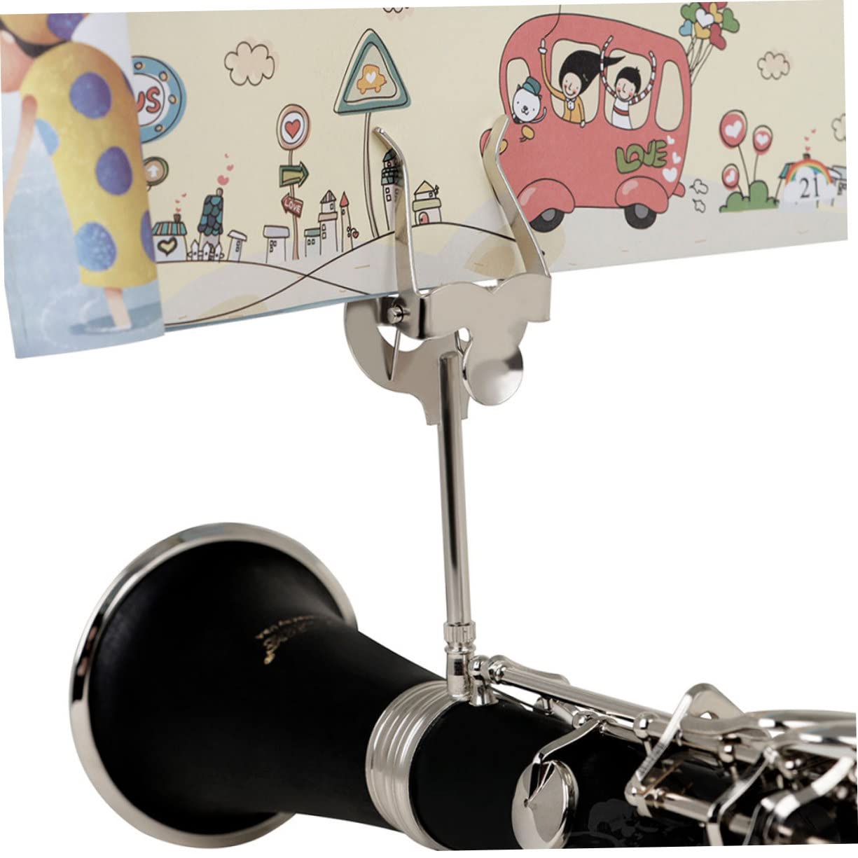 FAVOMOTO 3 Pcs Music Score Stand for Clarinet Sheet Music Holder Clip Durable Iron Construction for Marching Band