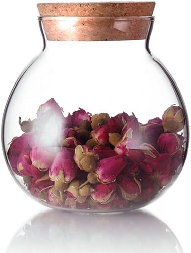 Miniatura 1 de Tarro redondo de vidrio transparente de 16.9 fl oz, con tapón de corcho