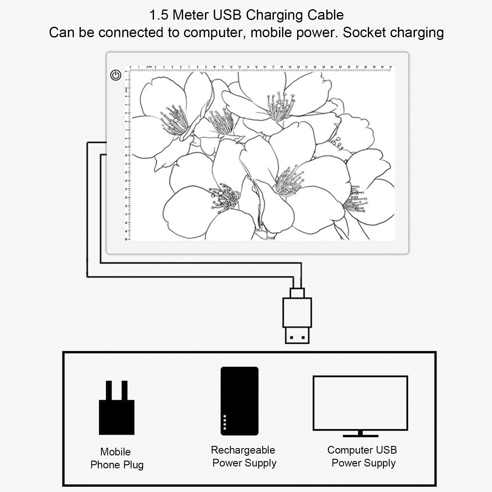 A3 LED Leuchttafel mit dimmbarer USB-Ladungskabel zur Digitalisierung von Kunstwerken, Dias und Negativen
