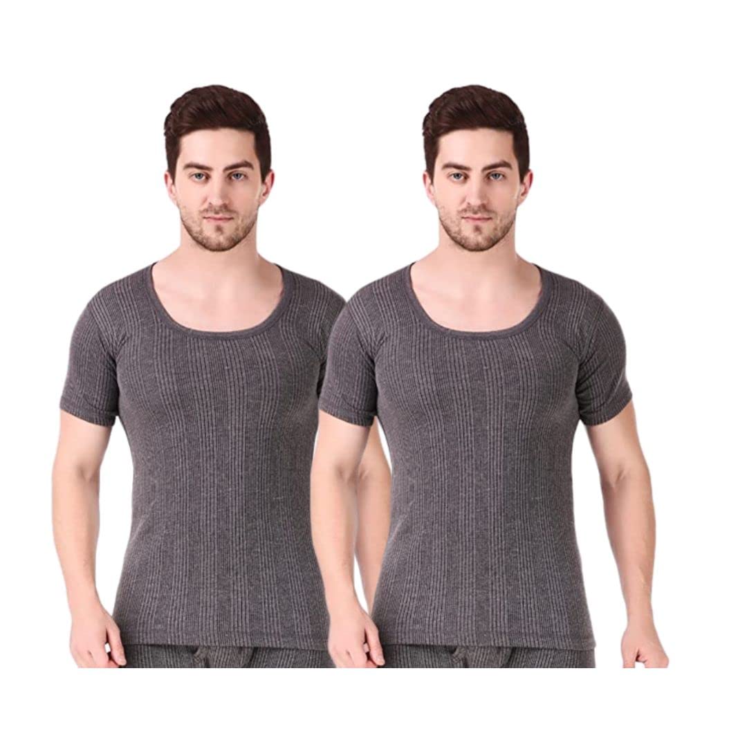 prince Men's Thermal TOP Half Sleeves Pack of 2 (Charcoal Black)-picture-50