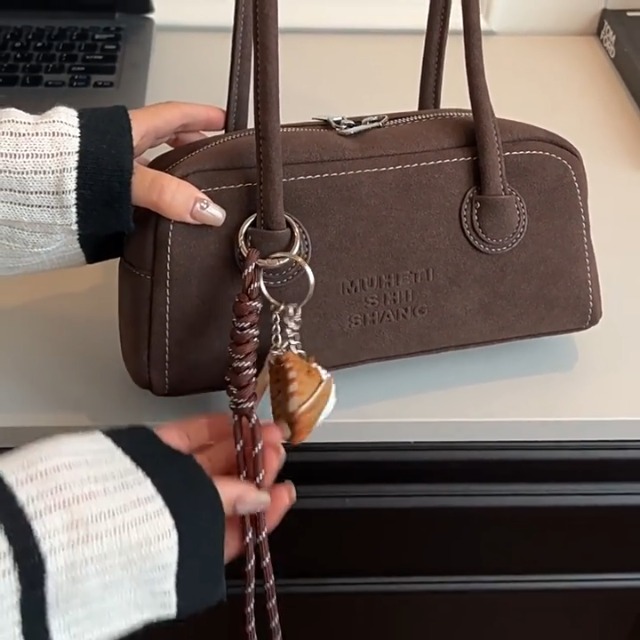 JOLILUNA Small Cute Bag Brown Suede Bag for Women Burgundy Suede