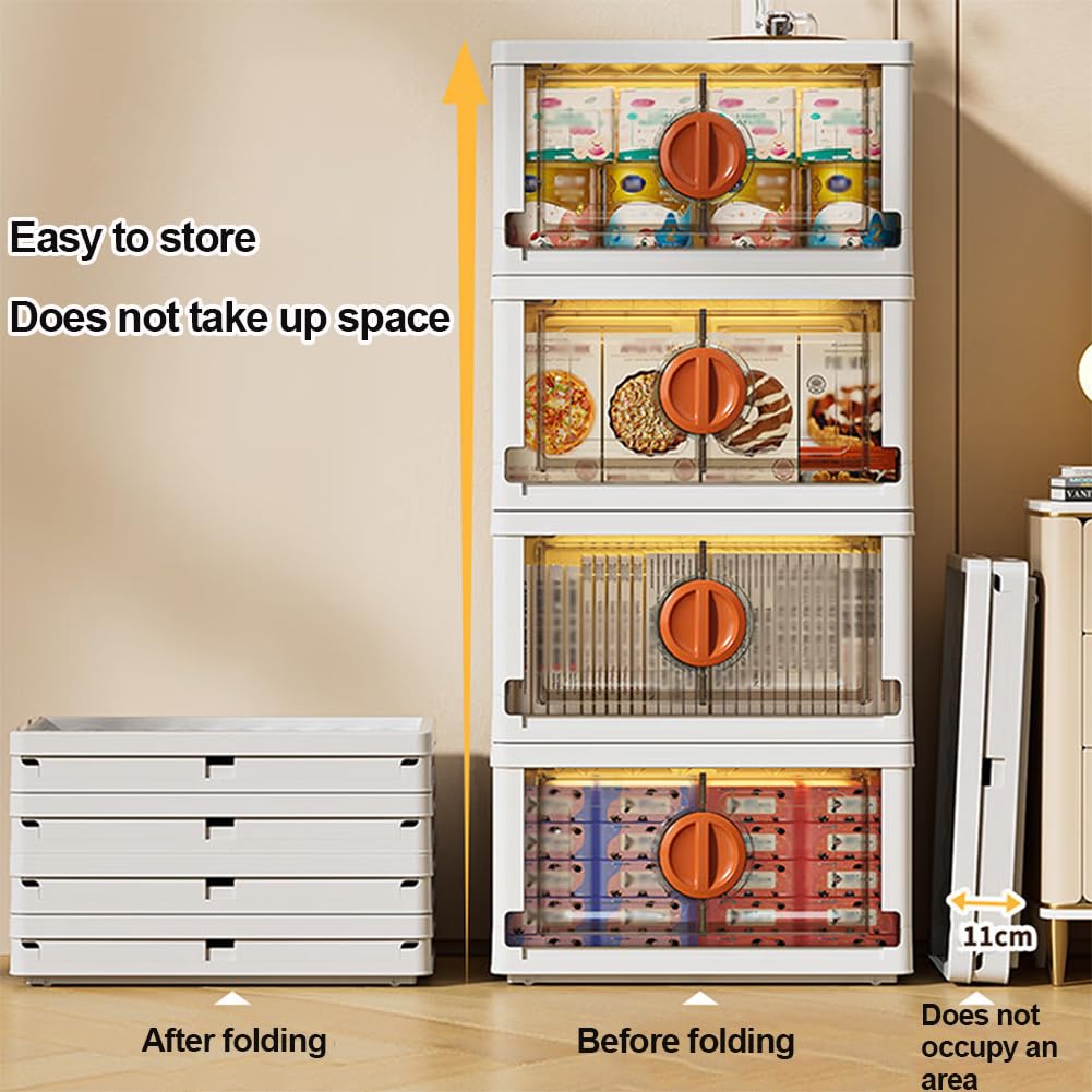 Cajas de almacenamiento apilables, cajas de almacenamiento de plástico con ruedas y asas, caja de almacenamiento plegable con hebilla de bloqueo para dormitorio, sala de estar, oficina, cocina y camp