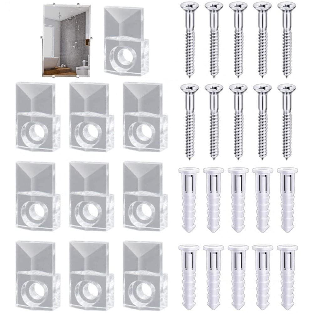 Clip Per Fissaggio Vetro Mobile - 30 Pezzi Trasparenti Con Viti, Per Ante Armadi E Specchi - Foto 2