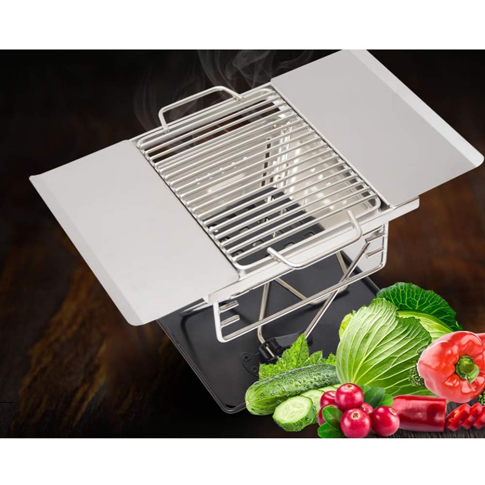 Supporto per barbecue, Griglia for barbecue Ripiano for in acciaio inossidabile for esterni, a carbonella for picnic, fornello da campeggio, leggero, 30X18X17 cm