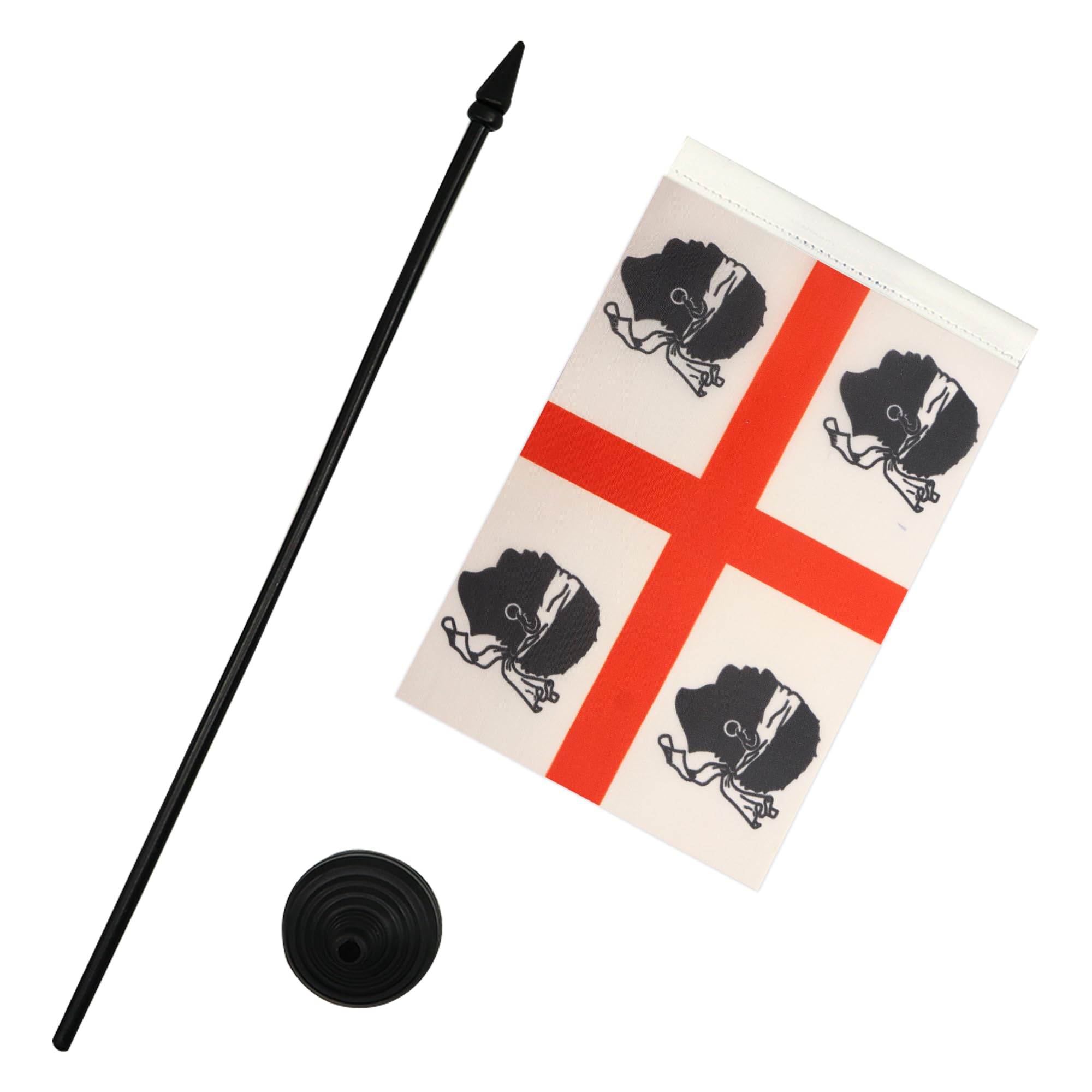 AZ FLAG Bandiera Da Tavolo Sardegna 21x14 Cm - Bandierina Sarda Con Asta E Base, Per Interni