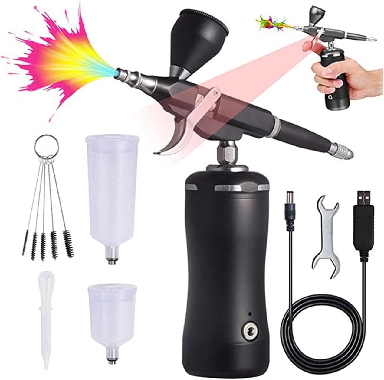 充電式コードレスエアブラシコンプレッサー自動ハンドヘルドエアブラシガンエアブラシセットポータブルワイヤレスエアブラシ 幅広い分野に適