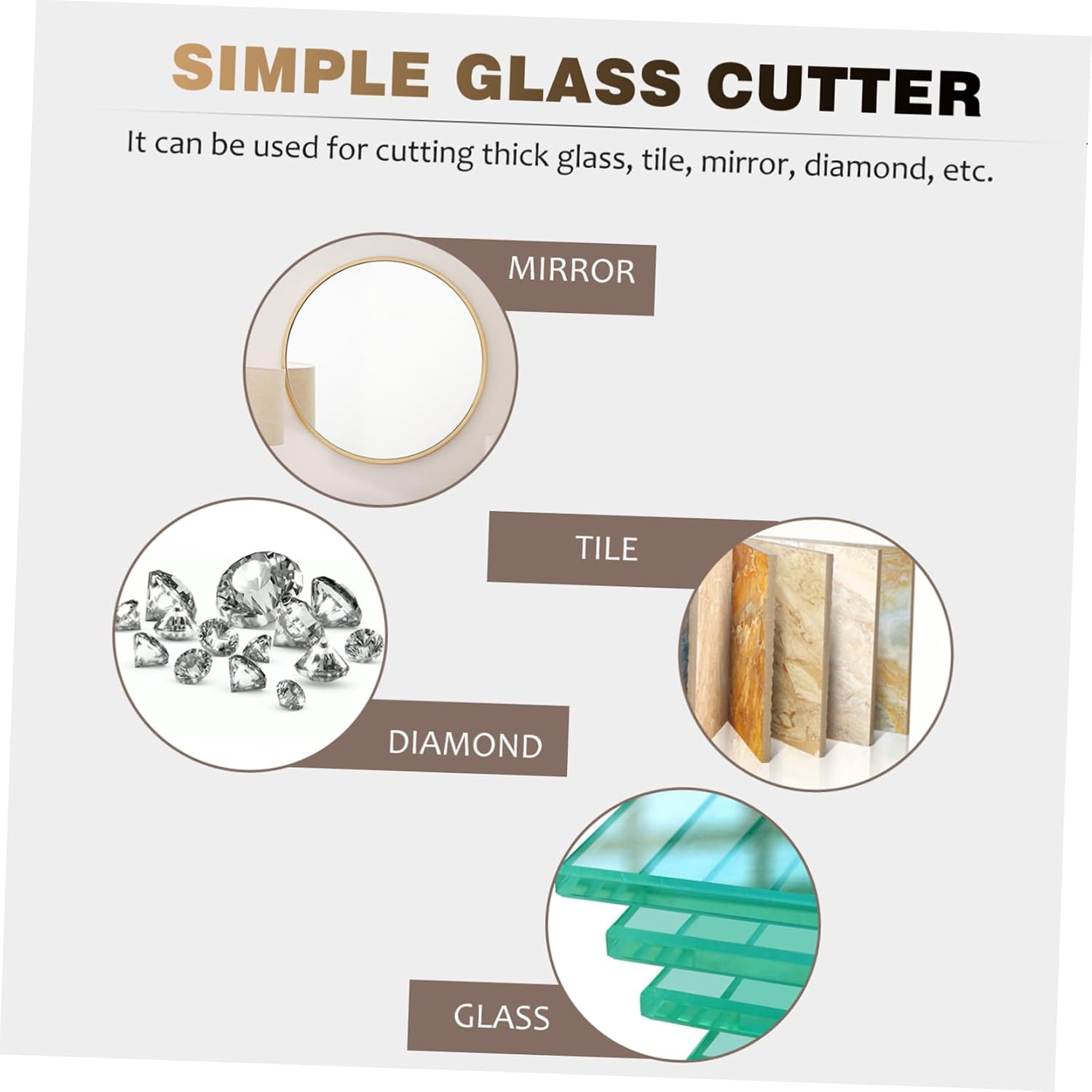 VILLFUL Adjustable Glass Rounding Knife Multipurpose Craft Cutting Tool Precise Circle Cutters for DIY Simple Glass Cutting Tool