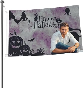 Custom Halloween Flag 3x5FT Design Your Own Text/Logo/Photo Double Sided Customizable Banners Personalized Funny Tapestry Poster Outdoor Garden Decoration Gift for Bedroom Living Room Dorm