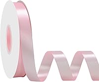 Vista 29 de Cinta de satén rosa polvoriento de doble cara, 3/8 pulgadas x 50 yardas, cintas de poliéster rosa polvoriento para envolver regalos, cinta de tela