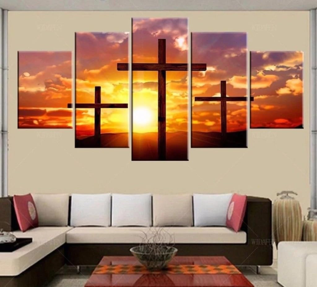 Coucher de soleil jésus impression sur toile grand format pour mur