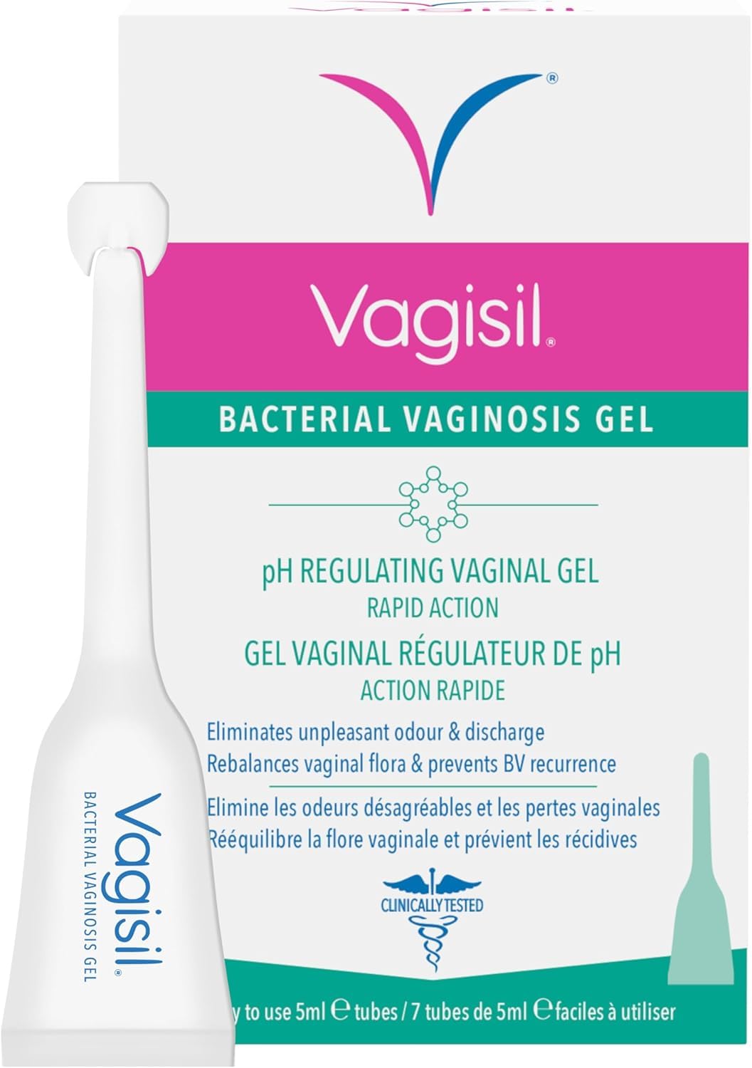 Vagisil Bacterial Vaginosis Gel, Rapid Treament for Unpleasant Odour & Discharge, 7 Tubes 5ml