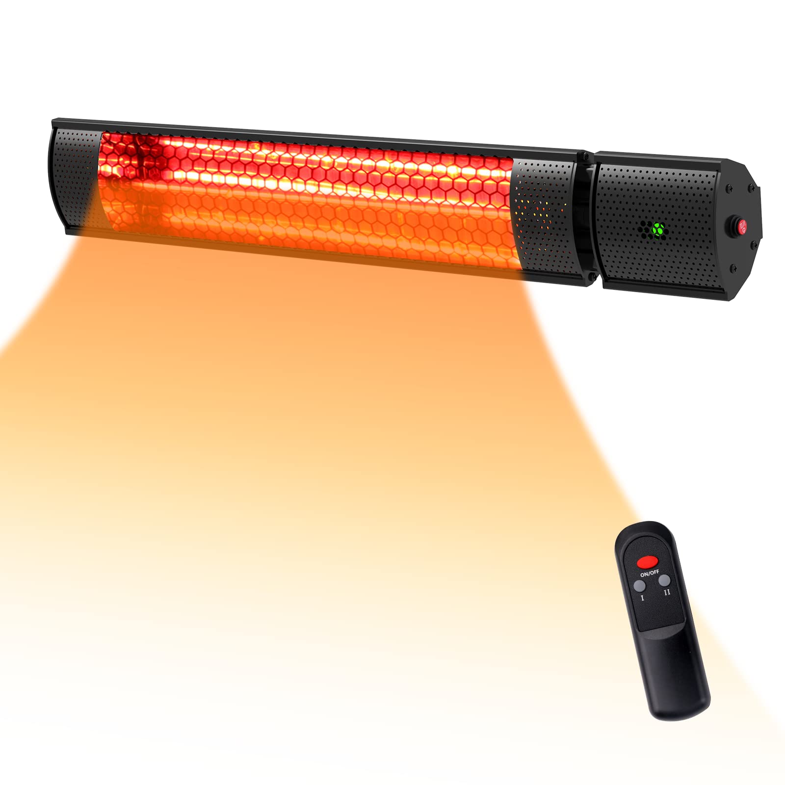 FLAMEMORE Electric Patio Heater, Wall-Mounted Outdoor Heater with Instant  Heating, Wall-Mounted Infrared Heater with 2 Power Settings and  45°adjustment, Remote Control Golden Tube Heater for Living room, Office,  Black : Amazon.ca: Patio,