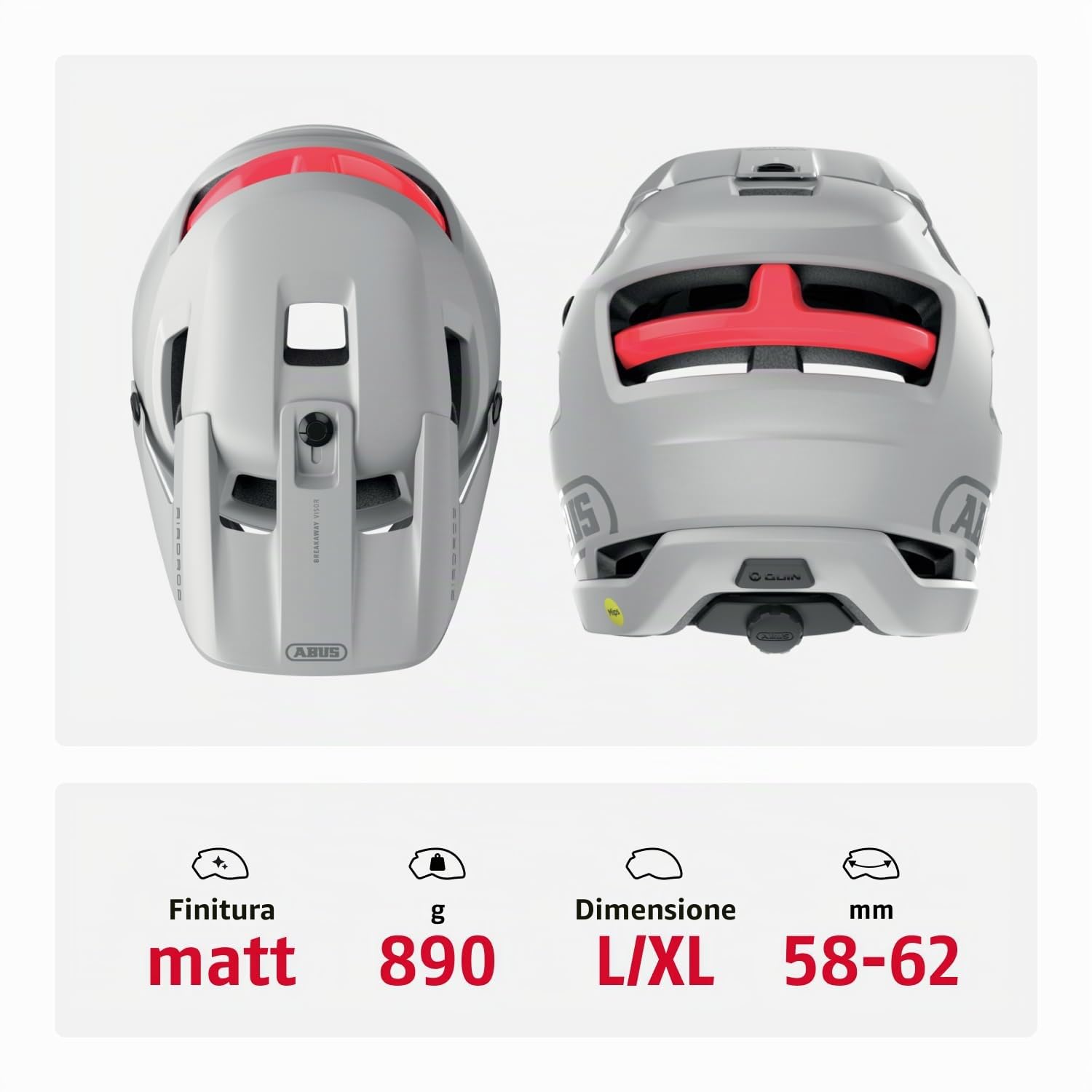 ABUS Fullface casco AirDrop MIPS - MTB: Downhill, Freeride e Enduro - Casco da mountain bike con ventilazione ottimizzata e Ambient Sound Channel - per adulti | Casco con protezione mento, sistema di regolazione, canali acustici, 17 prese d'aria