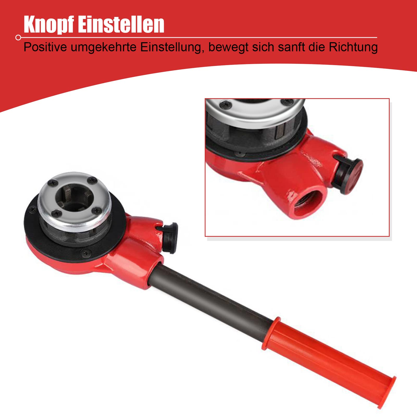 Terraja Manual, Juego de Machos de Roscar para Tubo, Kit de Roscas para Mangueras Hidráulicas Manuales de 1/2", 3/4", 1", 1-1/4", Juego de Cadenas de Maleta de Mano para Hidráulicos