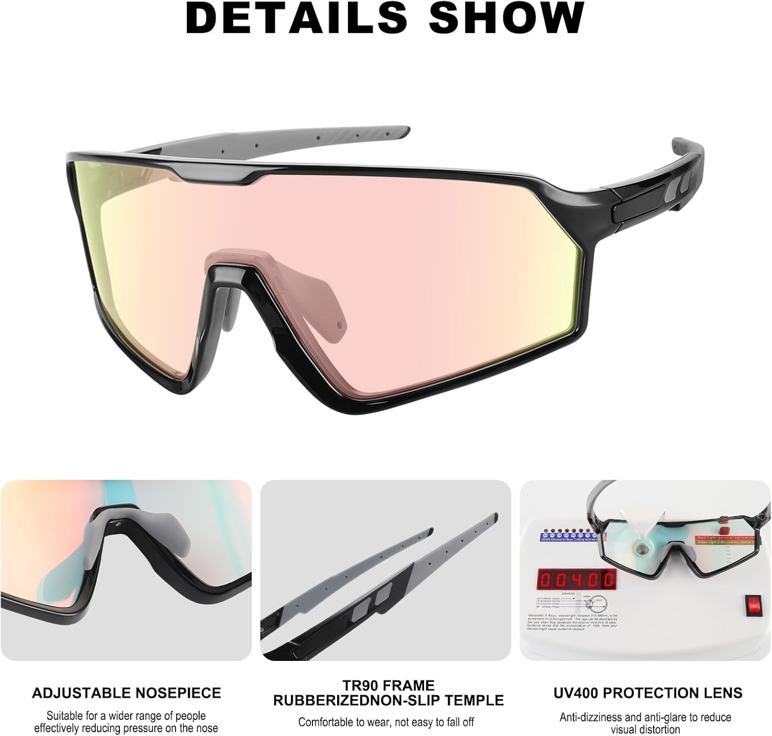 BangLong Photochromic Cycling glasses for Men Women, Clear Running MTB Sunglasses UV Protection - Image 5