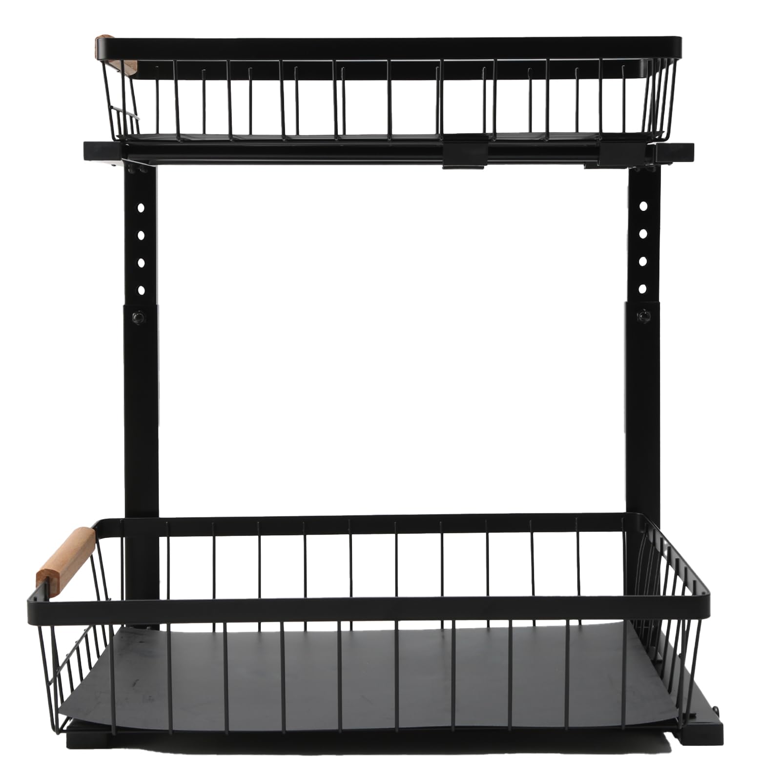 2 Niveles Organizador Fregadero, Metal Deslizantes Organizador Fregadero Armario, Estantería bajo Fregadero, Baño, Cocina (Negro)