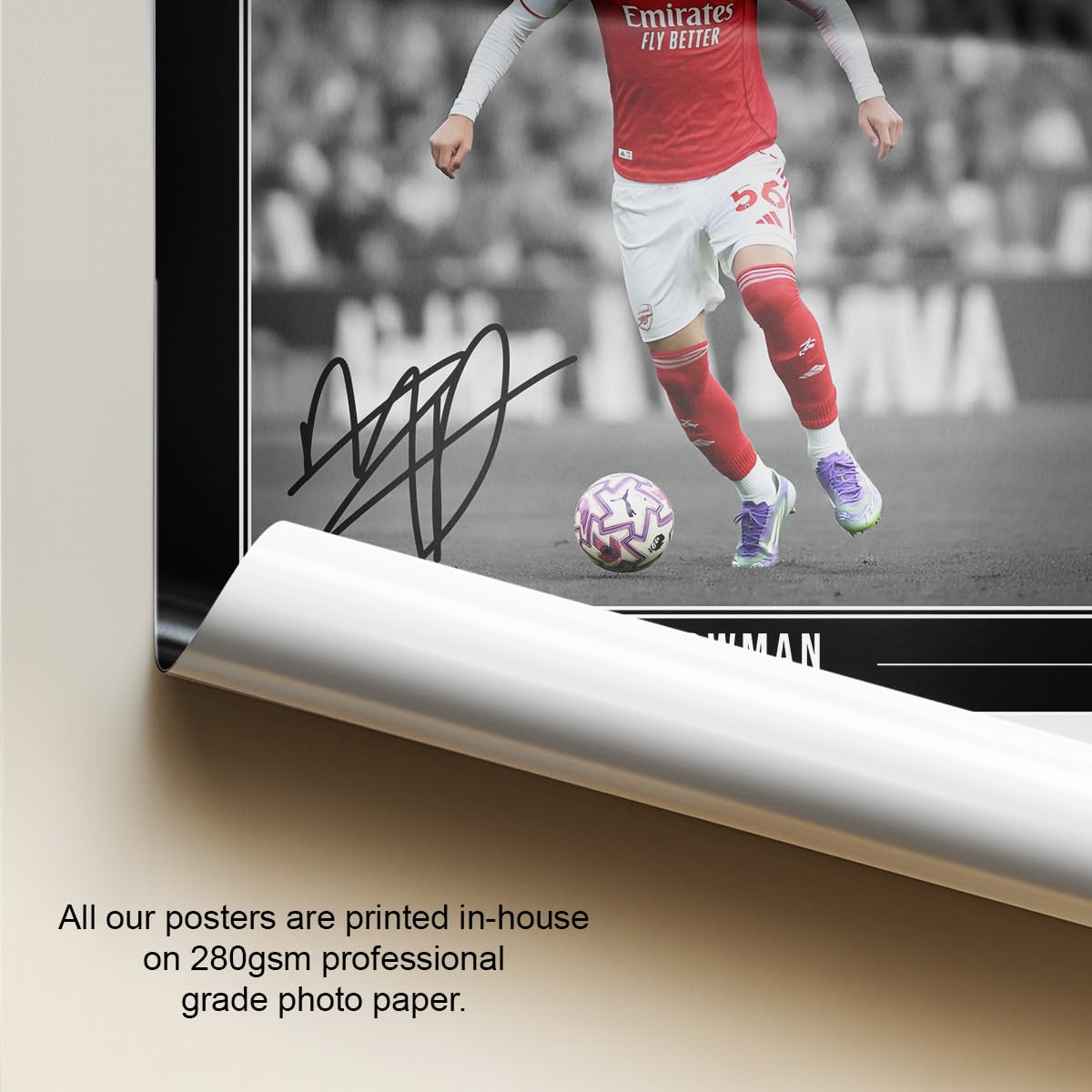 Max Dowman Affiche Dédicacée De Maillot D'Arsenal - Encadrée Ou Non