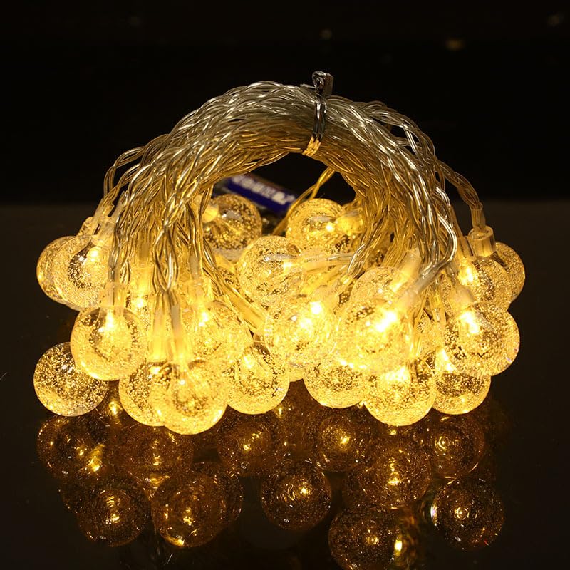 Image of One94Store Crystal Ball String Lights 3 Meter, 14 LED Warm White - Waterproof Fairy Lights for Christmas Decoration, Wedding, Bedroom, Garden, Party, Indoor Outdoor Use (Pack of 5)