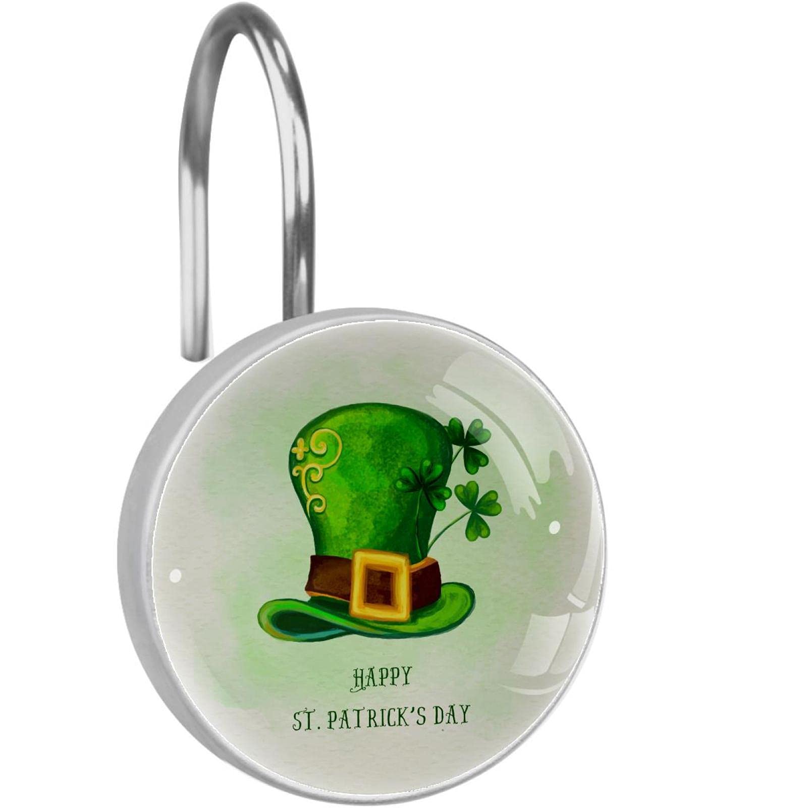Crochets de rideau de douche inox St Patrick lot de 12 anneaux inoxydables
